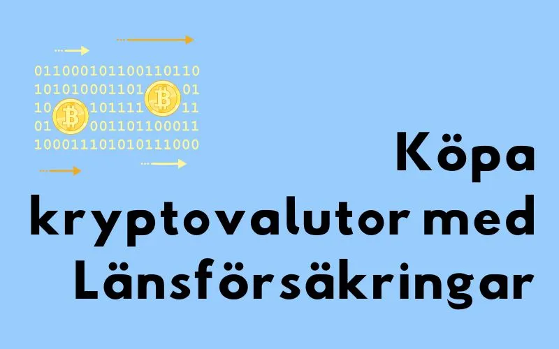 Binärkod och bitcoinmynt bredvid rubriken ”Köpa kryptovalutor med Länsförsäkringar”