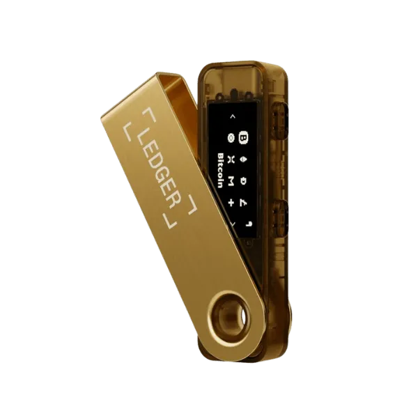 Ledger Nano S Plus, hårdvaruplånbok i guldfärgat utförande