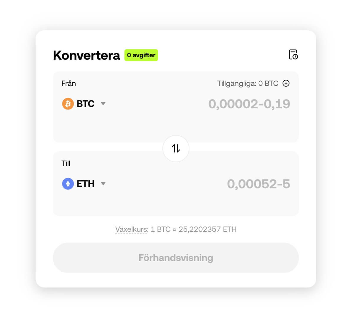 bild på konvertera kryptovaluta från OKX hemsida