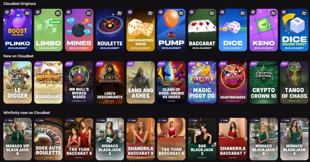 spelutbud på cloudbet