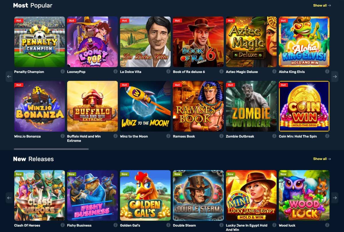 spelutbud på winz.io